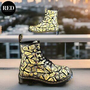 Dr. Martens 1460 8-Eye Boot Butterfly Yellow Boots Shoes - Women's Size 7